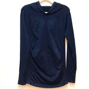 Lightweight Stretch Fitted Athletic Hoodie Pullover Medium Navy Blue Sporty Gym